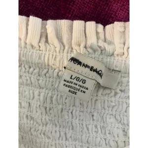 AMERICAN EAGLE Smocked Crop Top Size Large L White COQUETTE COTTAGE FEMININE thumbnail 2