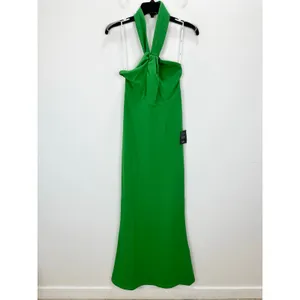 Lulus Mesmerizing Perfection Green Halter Neck Backless Maxi Dress Small NWT thumbnail 5