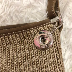 The Sak Woven Crochet Hobo Bag Tan Beige Plaid Lining thumbnail 5