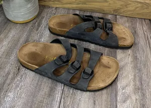 Birkenstock Florida Triple Strap Dark Blue Suede Narrow Ladies 7 Mens 5 EU 38 thumbnail 1