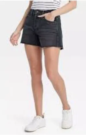 Universal Thread button fly Mid-Rise 90's Baggy Jean Shorts Dark Wash Black 2 thumbnail 1