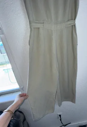 A New Day Linen Blend Sleeveless Jumpsuit - Tan/Oatmeal - Size Small thumbnail 7
