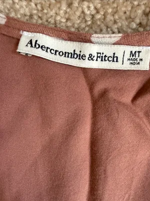 Abercrombie & Fitch Mauve Pink Polka Dot Faux Wrap Mini Dress. Size Medium thumbnail 2