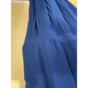Maggy London Royal Blue Halter Pleated Midi Dress Tie Neck Sleeveless thumbnail 3