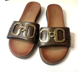6 MIA Venetia chain slide sandals Brown Brown Slip on Old money thumbnail 1