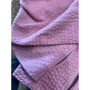 Lululemon Rest Less Cropped Half-Zip in the color Grid Warp Pink Blossom size 8 thumbnail 6