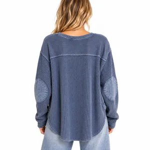 Free People FP One Blue Waffle Knit Thermal High Low Top Sz S thumbnail 10