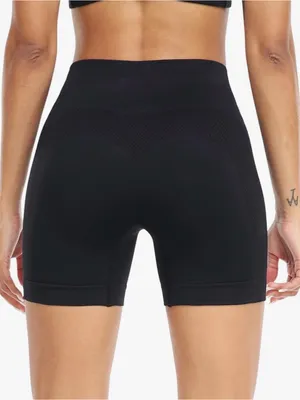 High-Waist Black Seamless Gym Workout Shorts Size Large New thumbnail 4