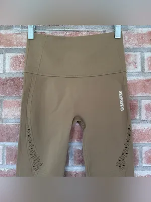 Gymshark Energy Seamless Leggings Perforated Tan Women’s XS Workout Gym Athletic thumbnail 3