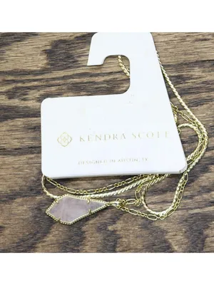 NWT Kendra Scott Teardrop Pendant Flat Chain Necklace Gold Yellow 22.5" thumbnail 3
