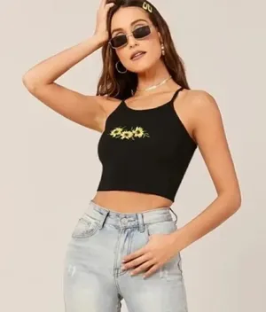 ✨ Sunflower Embroidered Crop Tank Top✨ thumbnail 1