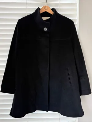 Fleurette Loro Piana 100% Wool Womens Mid Length Pea Coat Black Size 14 USA Made thumbnail 3