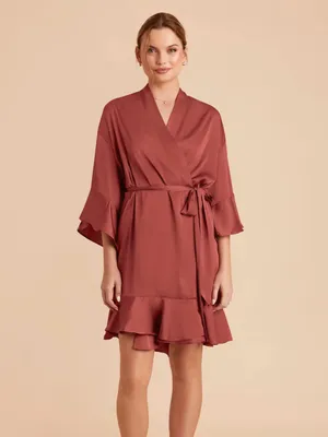 Birdy Grey Matte Satin Wrap Robe in Auburn, XS/S thumbnail 2
