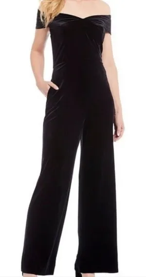 GIBSON LATIMER‎ Off-Shoulder Velvet Jumpsuit thumbnail 1