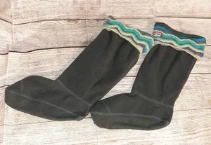Hunter Boots Tall Socks in Blue, Green, Gray/Grey Chevron Stripes Size M thumbnail 1