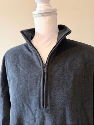 NWT Aritzia Cozy Fleece boyfriend 1/2 zip relaxed fit size small Heather black thumbnail 3