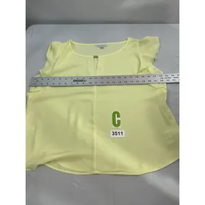 Womans Counterparts Short Sleeve Ruffled Yellow XL Blouse thumbnail 6