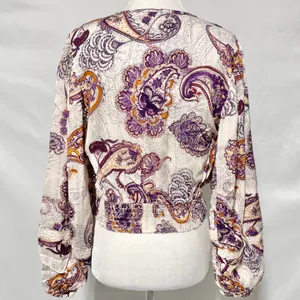 Band Of The Free New Paisley Lace V-Neck Balloon Sleeve Crop Top Size Small thumbnail 13