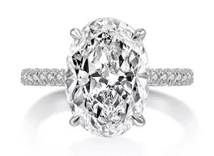 925 Oval Ring Diamond 3ct Single Solitaire Diamond Engagement thumbnail 1