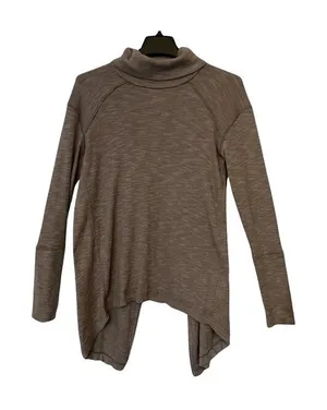 Free People Top Womens Size S Brown Tunic Turtleneck Oversized Split Back Boho thumbnail 1