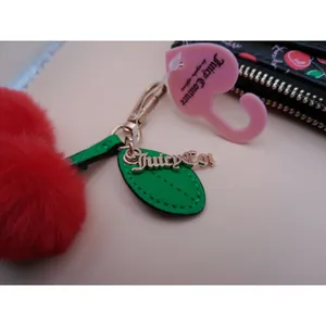 Juicy Couture Cherry Print‎ Card Holder Wallet Wristlet Black Red Pom Pom NEW thumbnail 5
