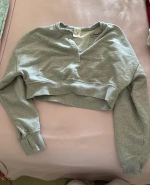 OFFLINE by Aerie Cropped Sweatshirt button up thumbnail 1