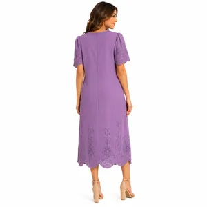 Vintage Neiman-Marcus Lavender Beaded Embroidered Midi Dress Women’s Size Large thumbnail 2