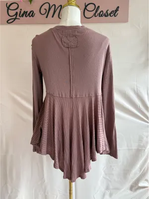 We The Free Women's Mauve Long Sleeve Flared Top, Size Small thumbnail 2