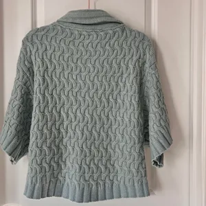 Free People Green Chunky‎ Knit Button Front Sweater XS Cozy Boho Cardigan thumbnail 7