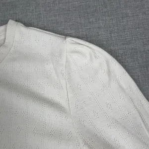 Well Worn T-Shirt Womens L White Crew Neck Long Sleeve Pointelle Knit Top thumbnail 7