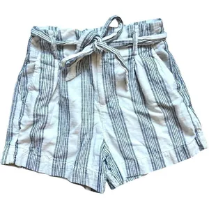 Womens H&M LOGG White Embroidered Paper Bag Style Tie Waist Shorts - Sz 6 thumbnail 4
