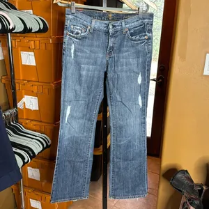 7 For All Mankind Bootcut Jeans Size 28 Distressed Low Rise Medium Wash Denim thumbnail 2