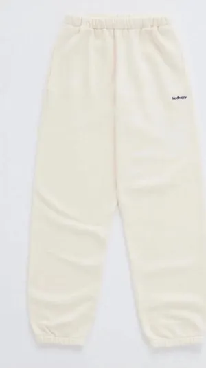 MadHappy Classic Fleece Jogger Sweatpants Size Large Cream Navy Neutral thumbnail 1