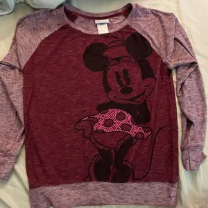 Disney Parks Minnie Kiss Lightweight Sweater Women's Size Small Maroon Heathered thumbnail 1