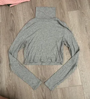 Aritzia Cropped Gray Turtleneck Long Sleeve thumbnail 1
