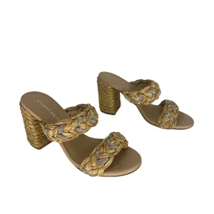 Stuart Weitzman Lana 85 Raffia Crystal Slide Sandals Estimated Size 9 thumbnail 3