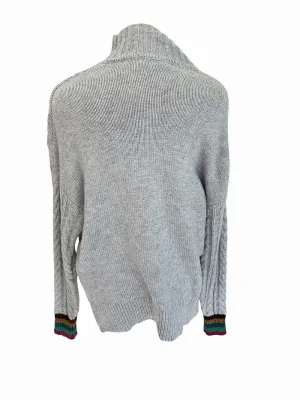 Boden Cable Knit Turtleneck Sweater Gray Large thumbnail 3