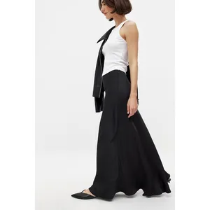 NA-KD Women's Black Satin Floor Length Maxi Skirt Size S/M EU 36 thumbnail 2