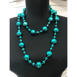 Vintage Beaded Teal Blue Necklace and Earring Set thumbnail 2