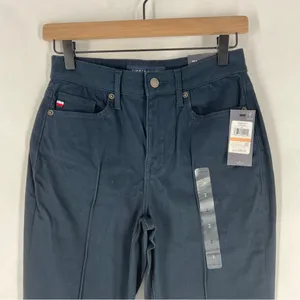 Tommy Hilfiger Lafayette Navy‎ Blue Stretch High Rise Flare Pants NWT Size 2 thumbnail 2