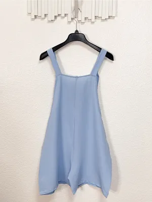 Miss Sparkling Light Blue Tie Strap Pocket Overall Romper Shorts thumbnail 7