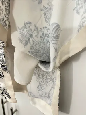Cream Satin Toile Floral Print V Neck Strappy Blouse Tank Top NWT size medium thumbnail 5