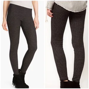 Free People Black & White Polka Dot Thick Leggings thumbnail 2