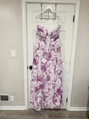 NWT STACEES Lilac Floral Wedding Guest Tiered Strapless Formal Dress Size 16 thumbnail 2