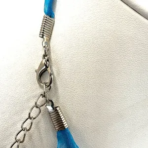 Blue heart glass blown pendant necklace on cord thumbnail 7