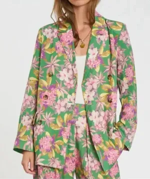 DRA Floral Print Green/Pink Blazer (Size XS) thumbnail 1