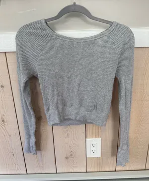 Aerie Waffle Knit Cropped Long Sleeve thumbnail 1