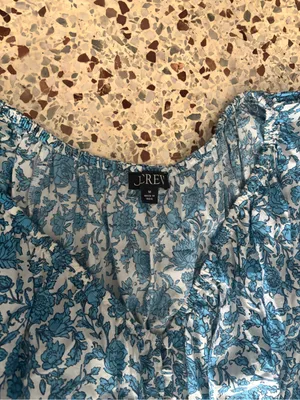 J.Crew Smocked Waist V-Neck Midi Dress in the Blue Blooms medium thumbnail 6