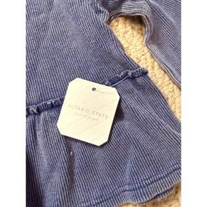 NWT Altar'd State Cropped Mineral Wash Indigo Ribbed Peplum Top S Cottagecore thumbnail 6