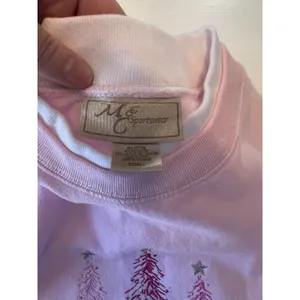 M&C Sportswear‎ Pink Christmas Tree Embroidered Sweatshirt Mock Neck Small thumbnail 3